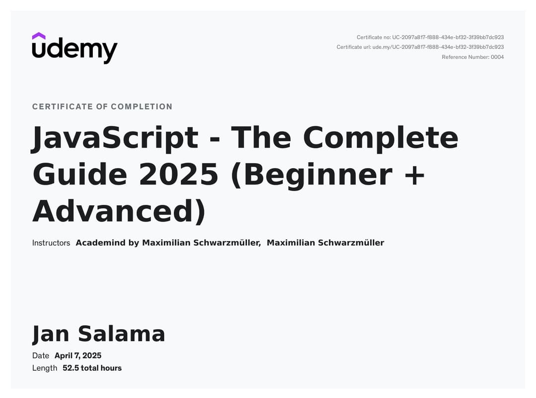 JavaScript - The Complete Guide 2025 (Beginner + Advanced)
